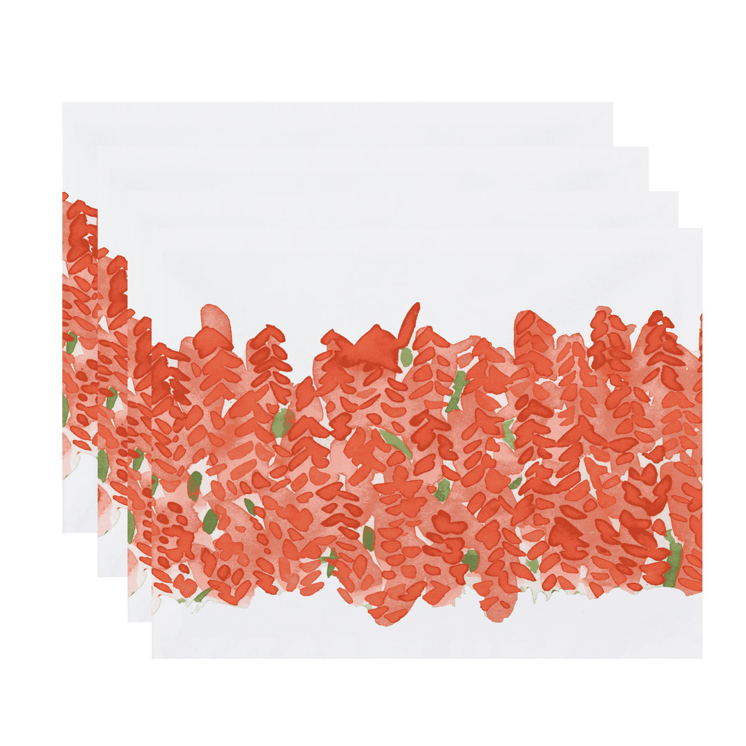 Flower Bell Bunch Print 4 Piece Cotton Placemat Set (Set of 4) e by design 