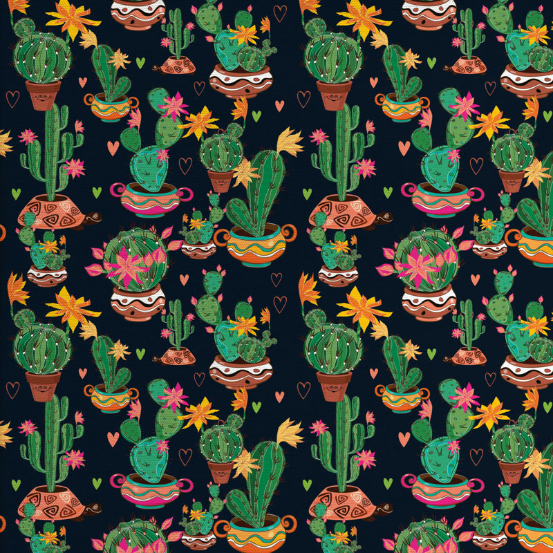 Tissu d’impression cactus, l 58 po x L 180 po