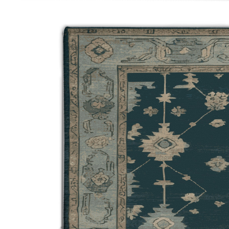 Overdyed Blue Indoor and Outdoor Area Rug, Rectangle 2' x 3'