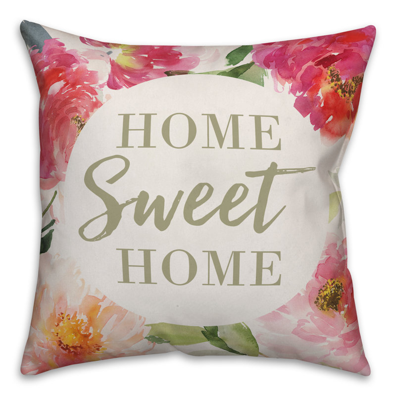 Coussin décoratif floral Home Home Sweet Home, 16 po x 1 po