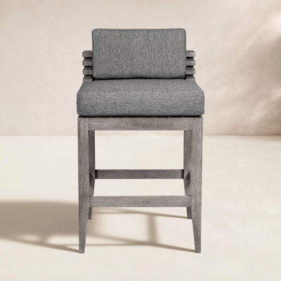 Aerilyn Wood Outdoor Stool with Cushion by Joss & Main