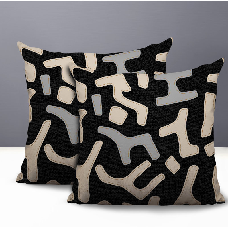 Coussin intérieur / extérieur 2 ensembles Mai, Gris, 18 x 18