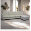 Canapé modulaire en tissu beige à 4 places avec repose-pieds avec accoudoirs et 4 coussins minimalistes