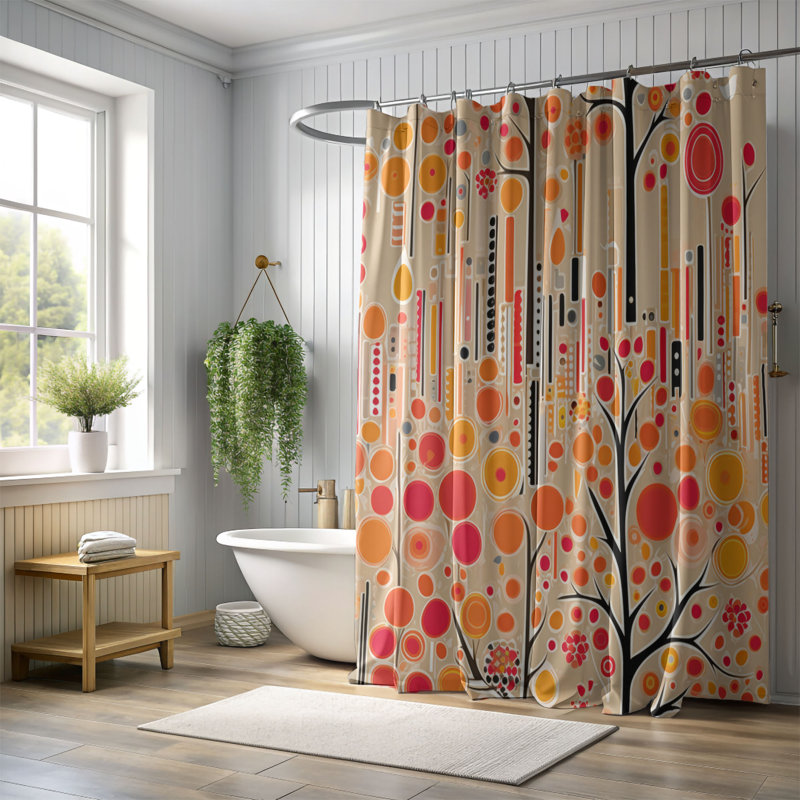 Rideaux de douche Ethnic Art Swirls - Premium, H 74 po x l 71 po