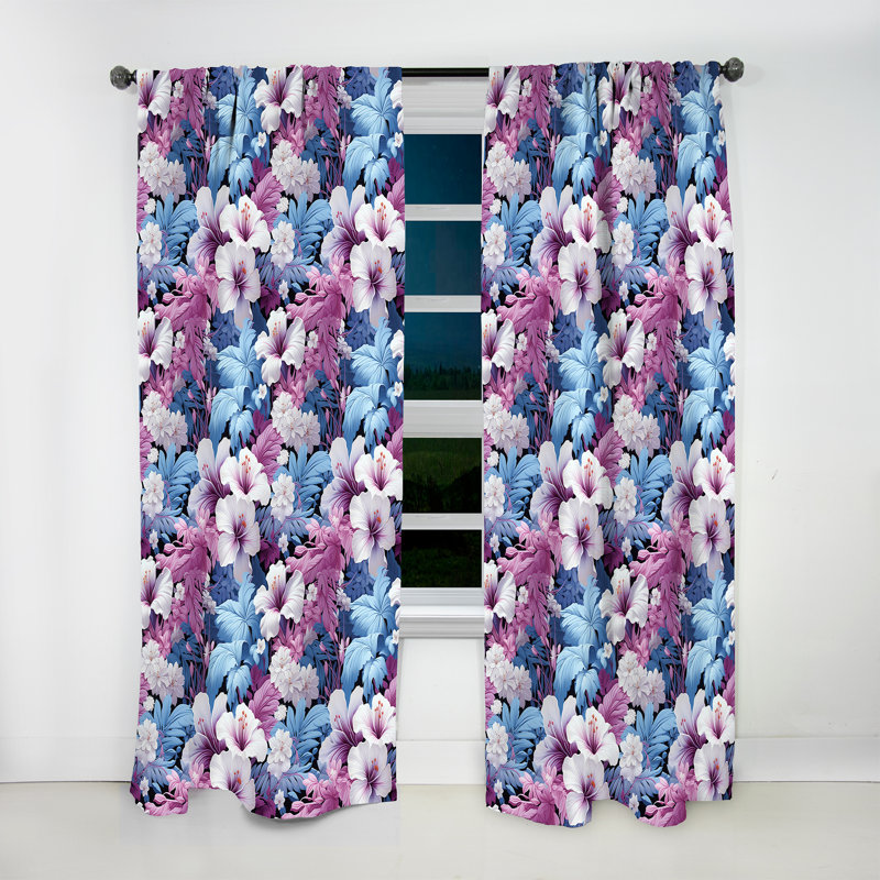 Motif tropical Tranquil Dreamscape - Rideau floral - Velours obscurcissant - 1 panneau, L 52 po x L 90 po