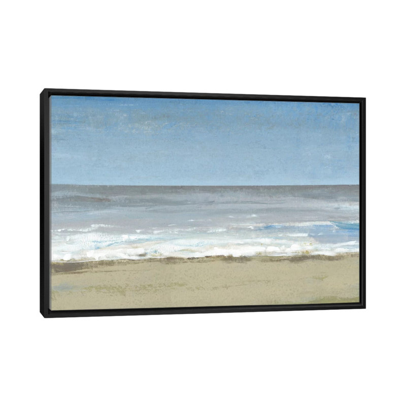 « beach marching day ii », reproduction sur toile, H 18 po x l 26 po x P 1,5 po, Toile encadrée noire, Pas de tapis