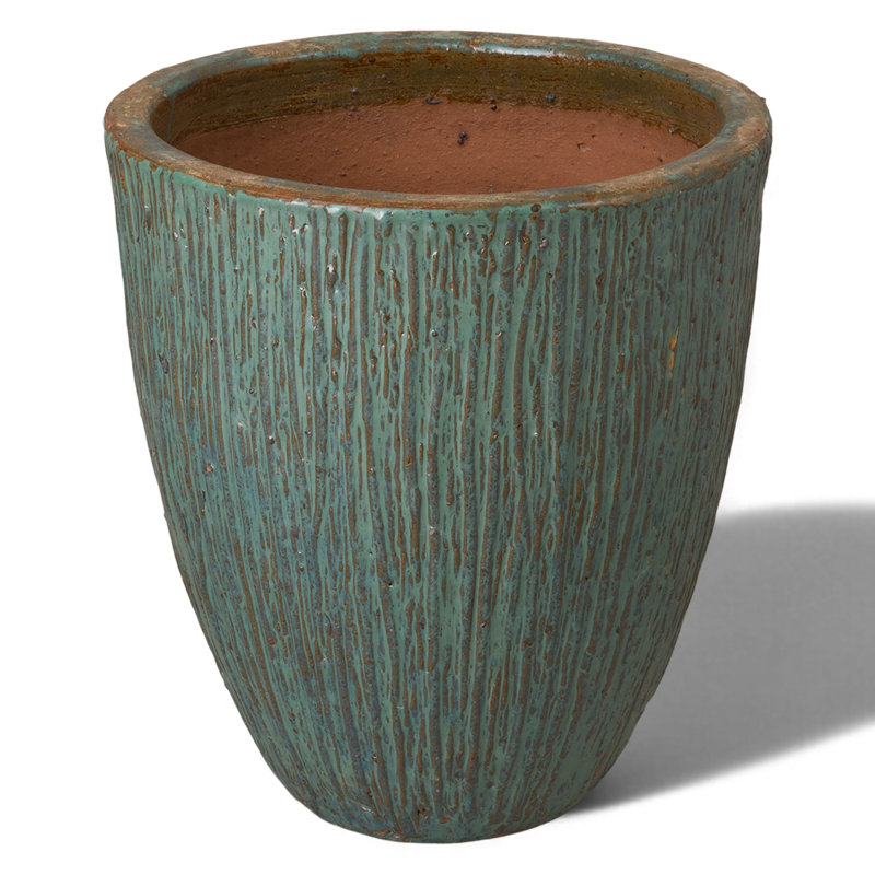 Pot à fleurs en céramique Efkea, Bleu sarcelle, H 19 po x l 17 po x P 17 po