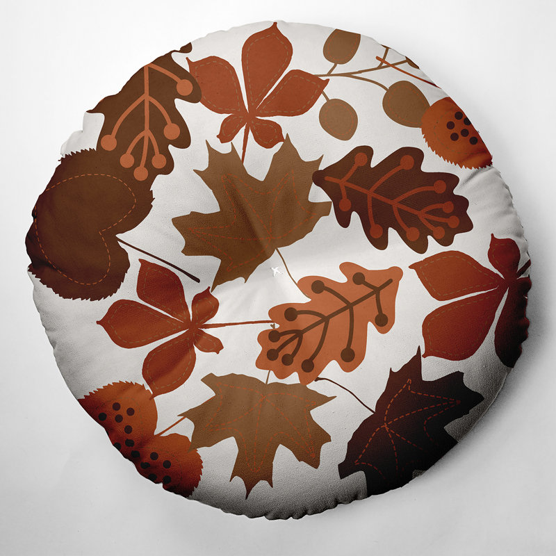 Oreiller capitonné 300_Fall Leaves, Orange, 30 po x 30 po