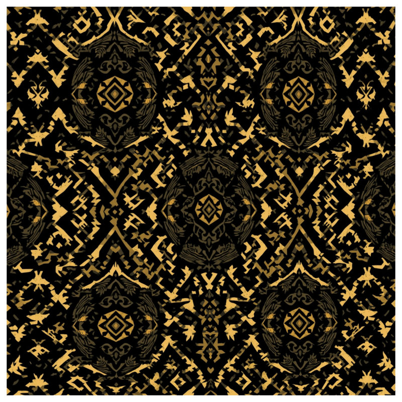 Couvertures noires et dorées Ikat, L 50 po x H 60 po