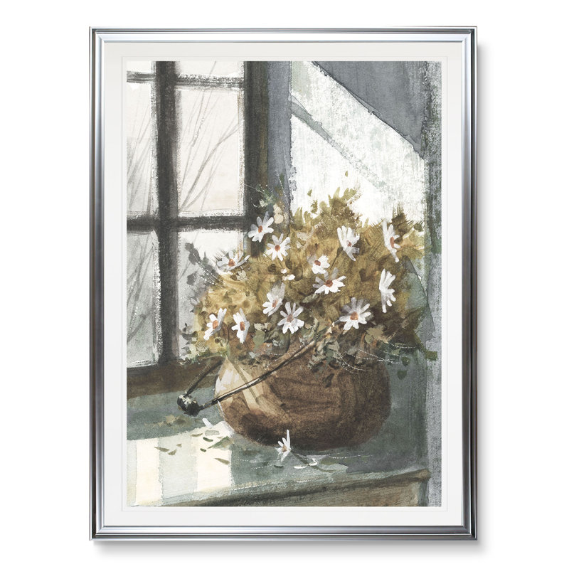 «Daisies in the Window», reproduction, H 24 po x l 20 po x P 1,5 po, Cadre argenté