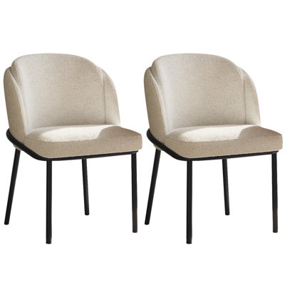 Modern Upholstered Dining Chairs - Fabric Padded Seat, Metal Legs - Indoor Kitchen/Study Room Furniture