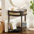 Half-moon Console Table 2 Storage Drawers Rattan Sliding
