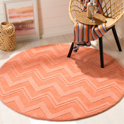 Tapis orange / ivoire en laine crocheté à la main Nsons