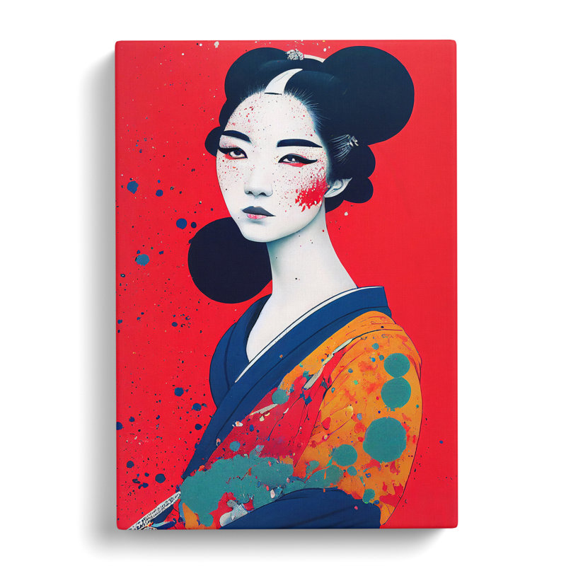 Paint Drip Geisha No.4 - Wrapped Canvas, 50cm H x 35cm W x 3cm D