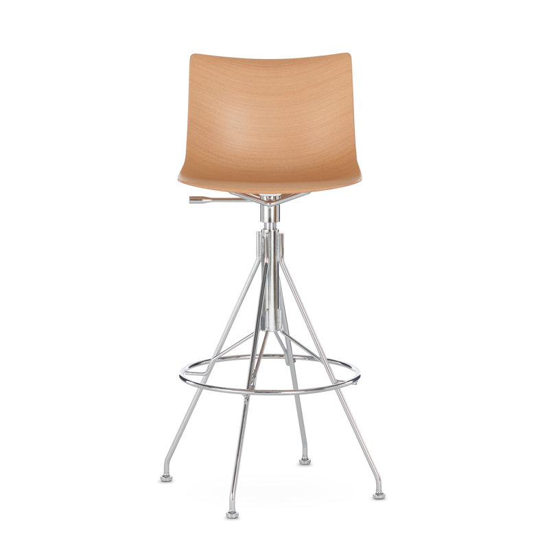 Tabouret C.Koya, Bois clair, Chrome chrome