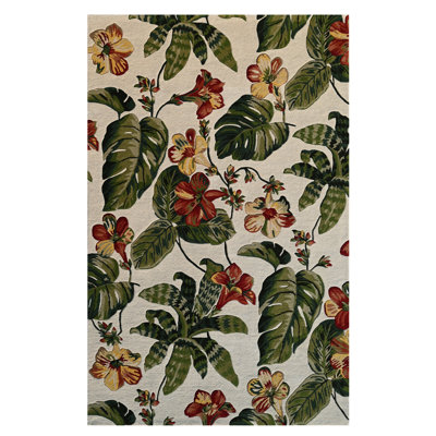 Tapis vert / rouge en laine touffeté à la main Alwina