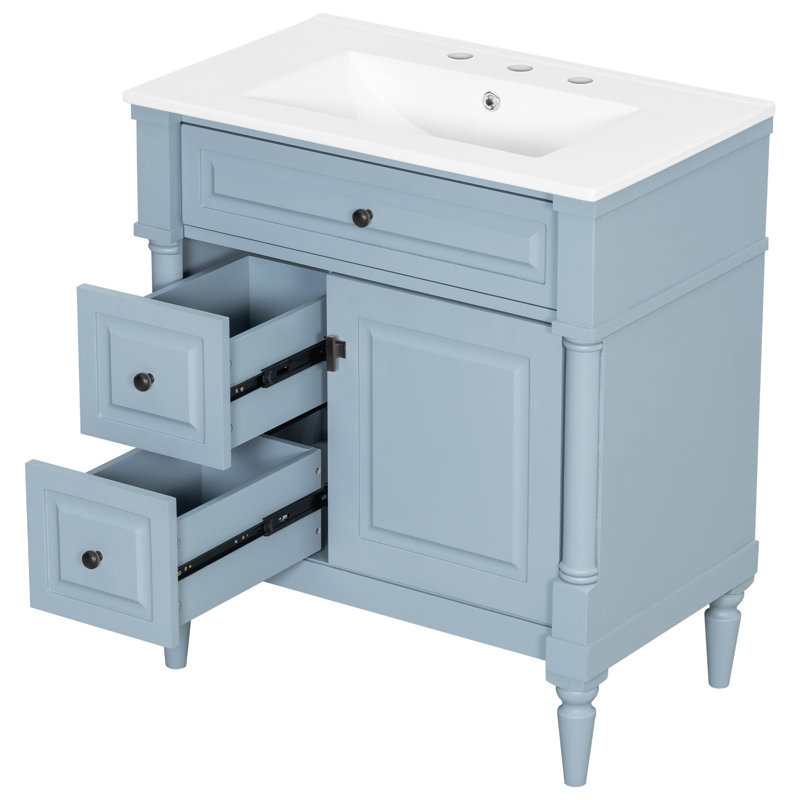 Meuble-lavabo 30 po avec lavabo, gris-bleu, Bleu gris