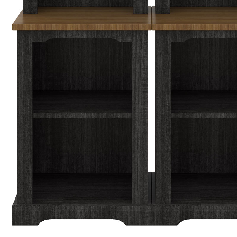 Armoire haute deux pièces, bibliothèque moderne avec tablettes de rangement, tablette ouverte autoportante avec dispositif anti-basculement