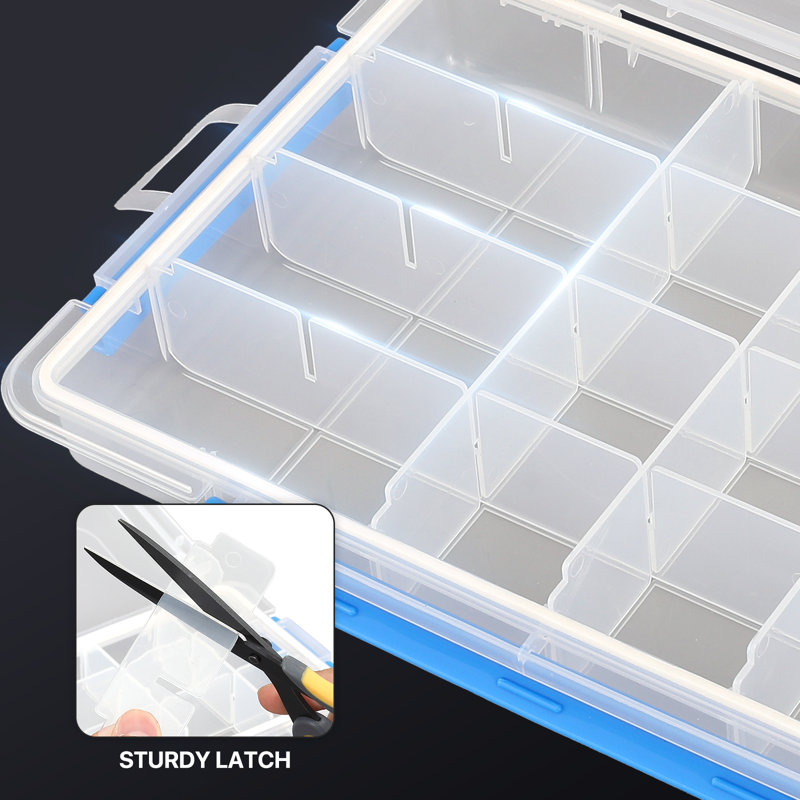 3Pcs 24 Grids Plastic Compartment Box With Adjustable Divider, Stackable Organizer Storage Container