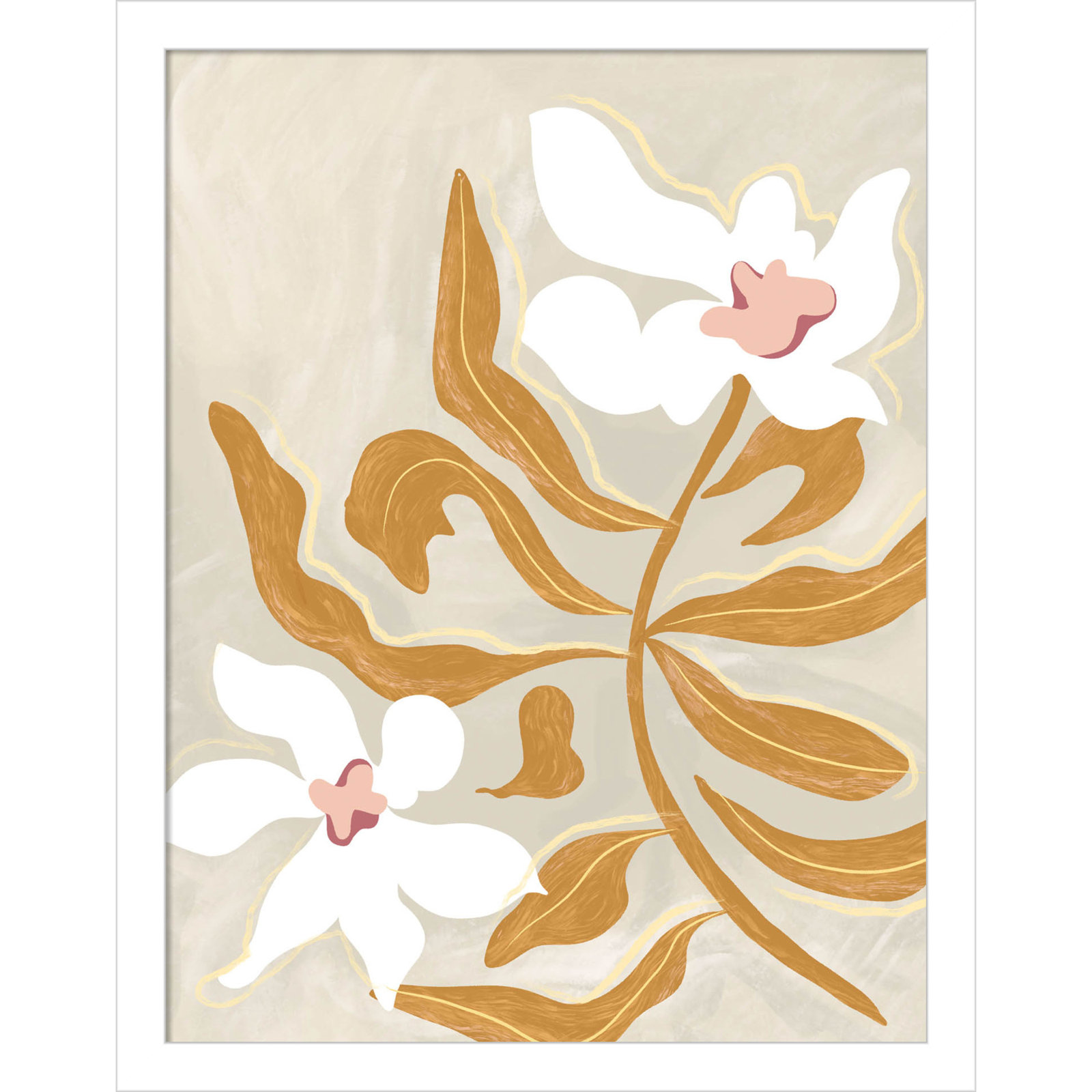 Pattison "Flower Flower Flower" Print, White, 17" H x 14" W
