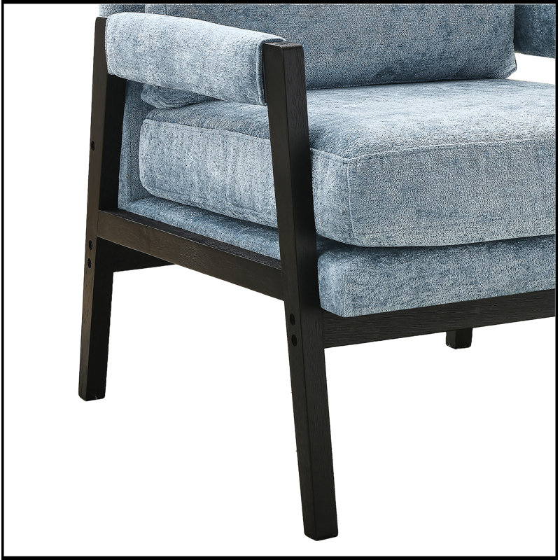 Mid-Century Modern Chenille Upholstered Accent Armchair, Blue