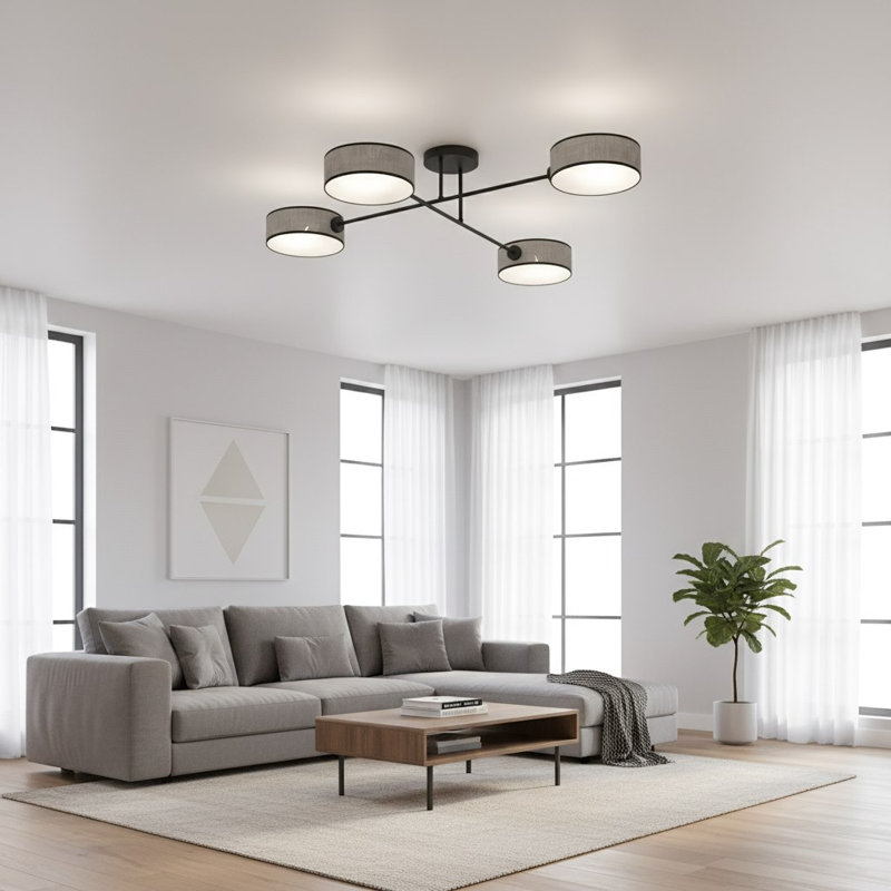 Spandrel Flush Mount, Gray, Fabric