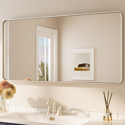 Bathroom Mirror with 1.2" Thick Aluminum Alloy Frame,Wall Mirror with Tempered Glass,Accent Mirror for Entryway,Dining Room,Bedroom