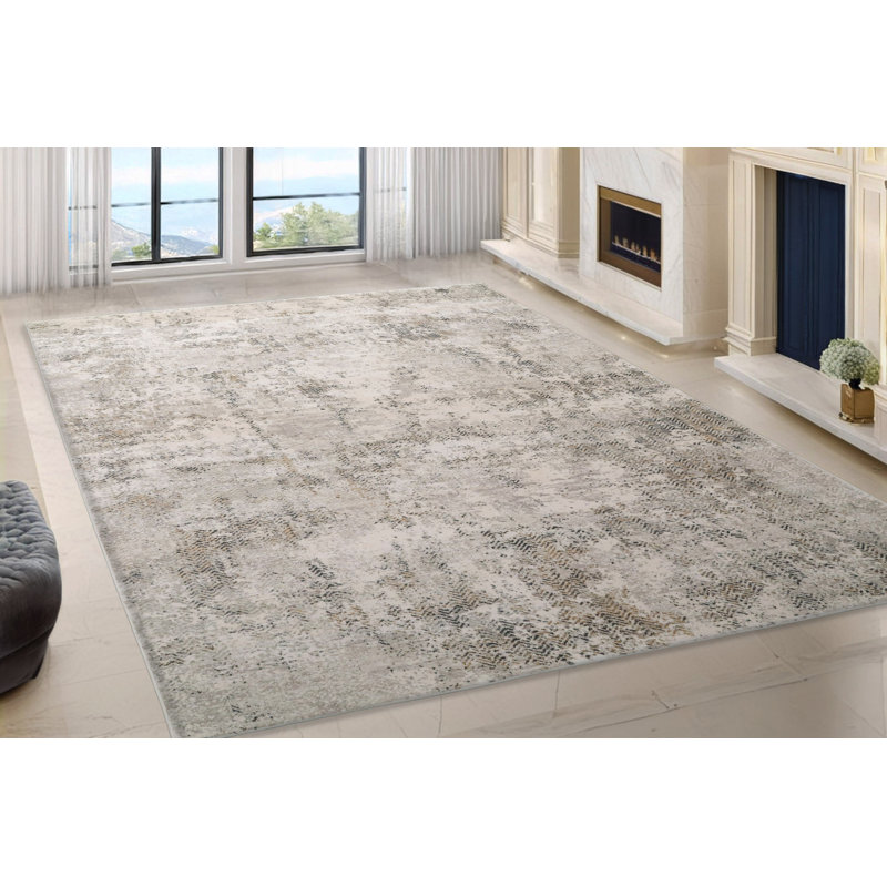 Tapis de zone ivoire Shaniya, Rectangle 2 pi x 3 pi 11 po