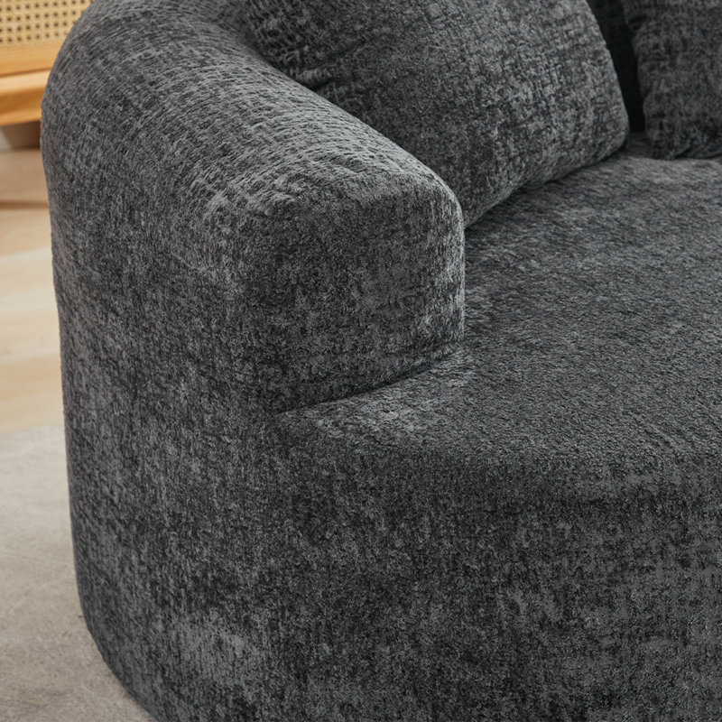 Causeuse luxueuse moderne, revêtement en chenille grise, compacte et confortable pour le salon