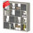 Bookshelf with Storage Bins, 16-Cube Storage Organizer Wooden Bookcase Open Book Shelf, Grey Oak