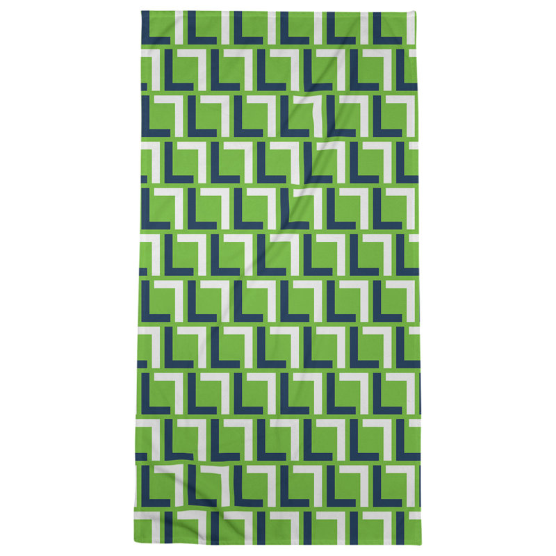 Beach Towel, Action Green/College Navy/White
