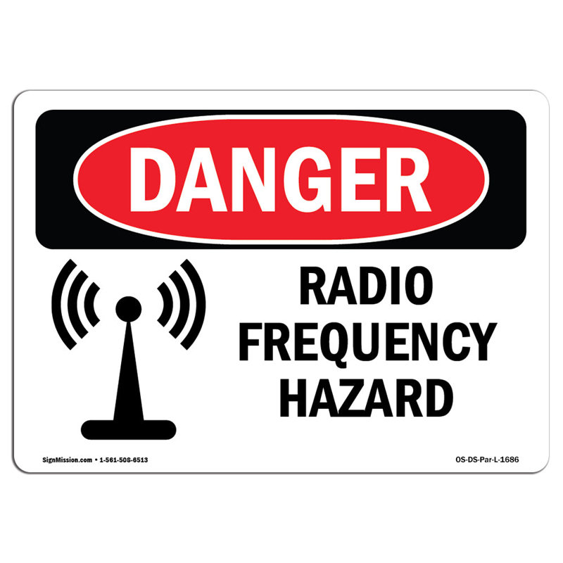 Panneau de danger de radiofréquence, 12" H x 18" W x 0.1" D