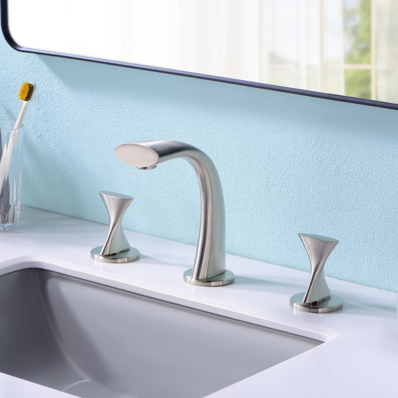 Twist Collection Two-Handle 6" to 10" Widespread Lavatory Bathroom Faucet with Drain Assembly - Brushed Nickel