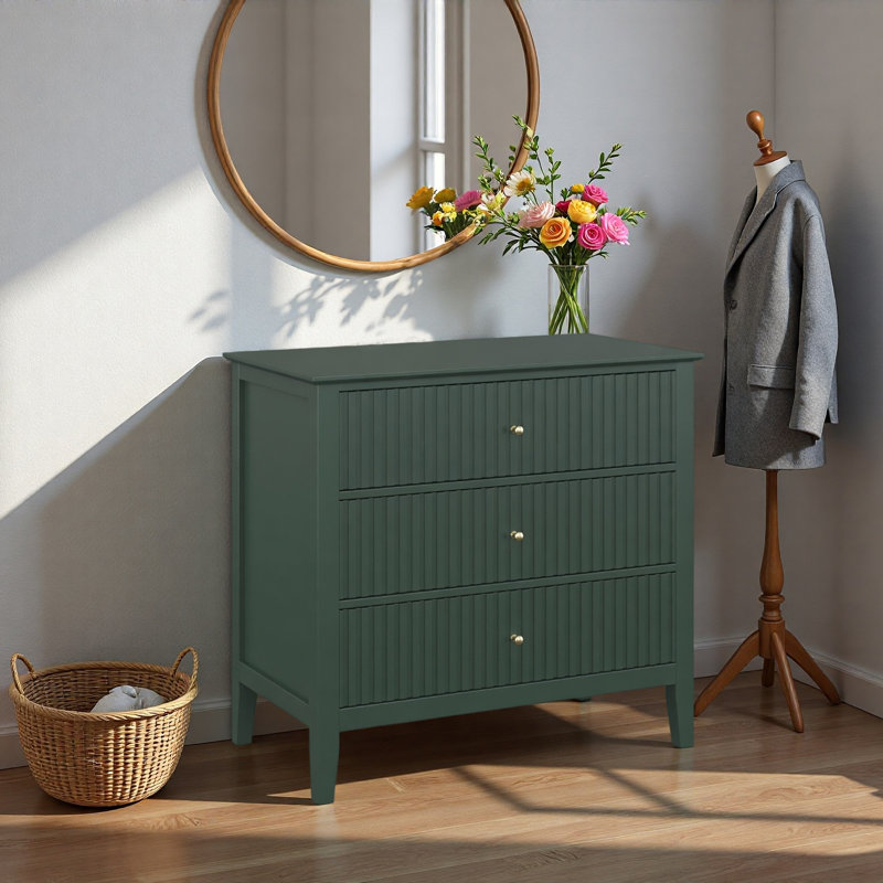 Table de chevet large 32 po à 3 tiroirs, grande table de bout moderne pour chambre à coucher