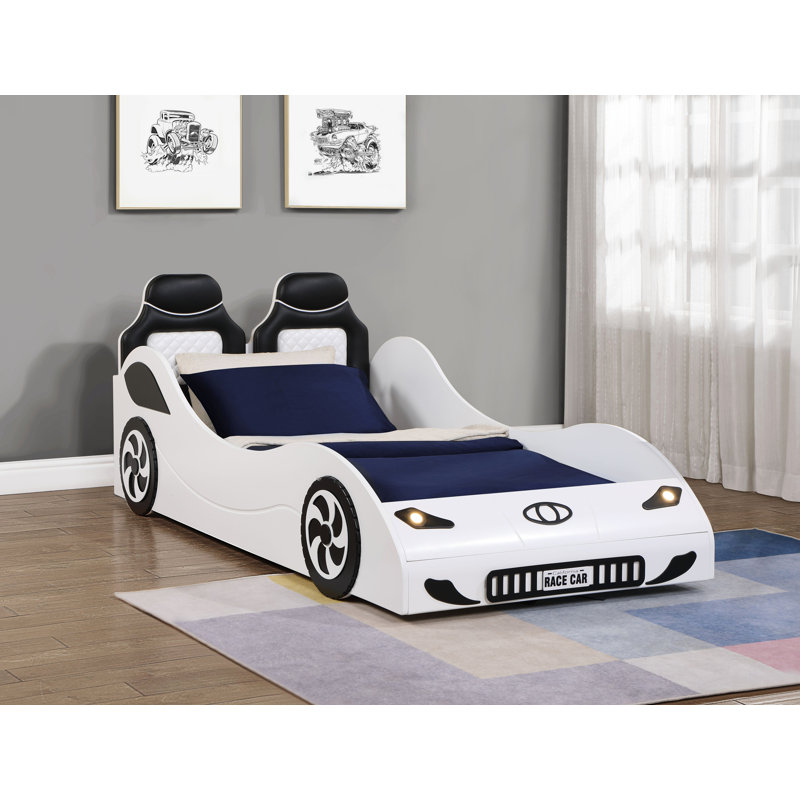 Fun And Stylish LED-Equipped Car Bed For Children, Crafted With Quality Materials For Comfort And Durability, White