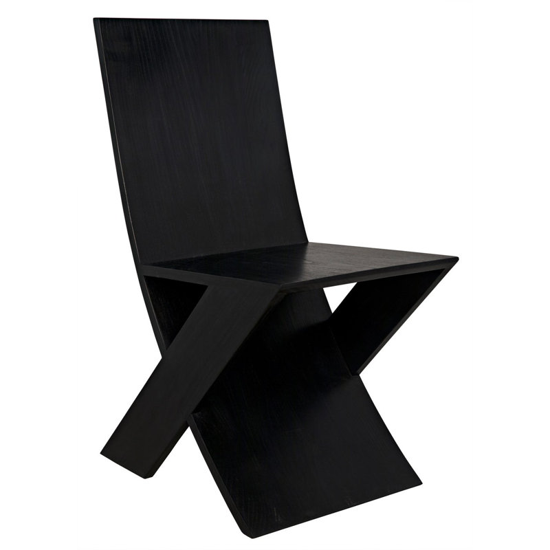 Tech Solid Wood Dining Chair, Charcoal Black
