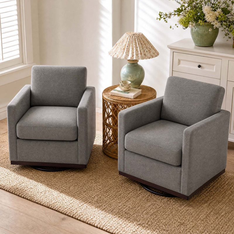 Fauteuil rembourré pivotant, Chenille taupe