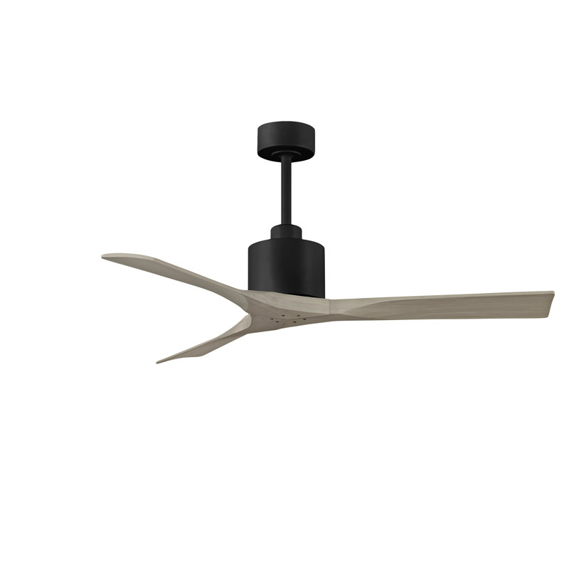 Nan Ceiling Fan In Textured Blades, Matte Black, Gray Ash Tone, 52"