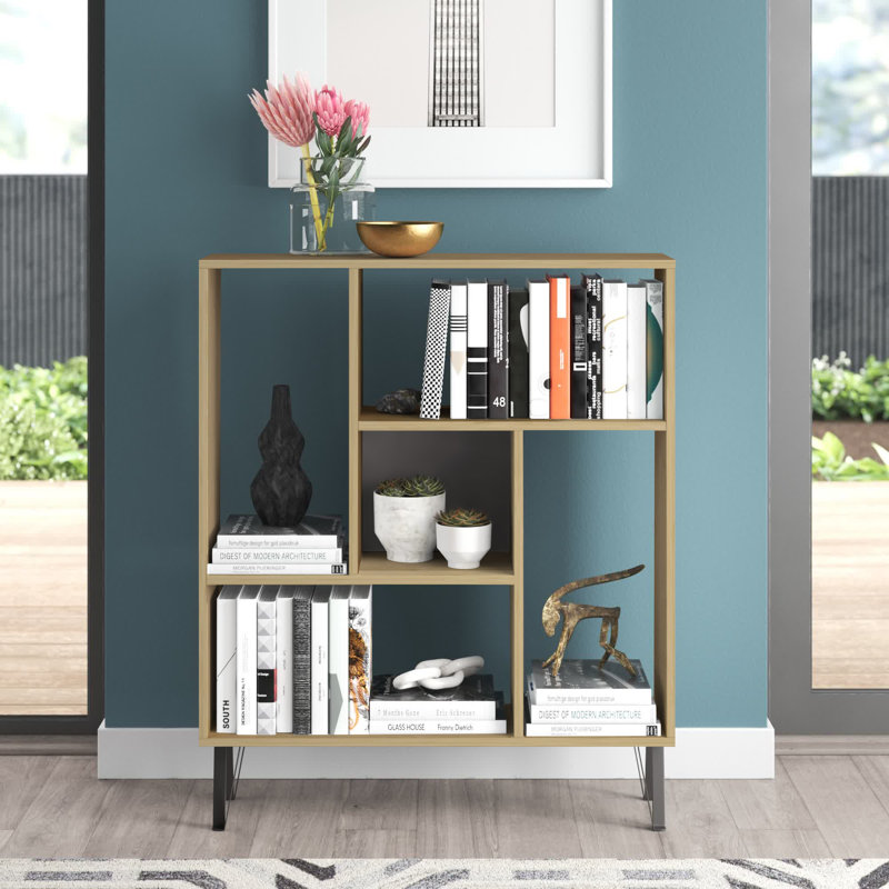 Arven 107cm H x 90cm W Standard Bookcase, Oak/Anthracite
