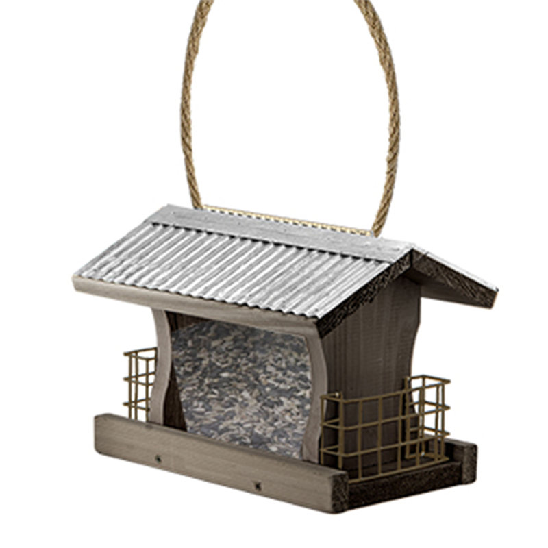 Wood Hanging Hopper Bird Feeder