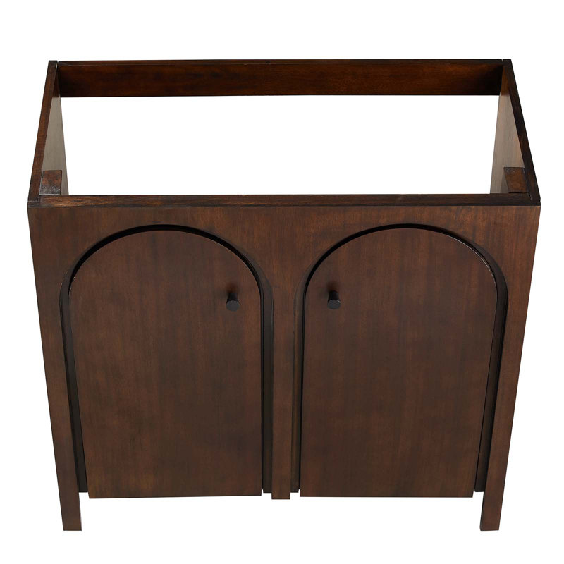 Appia 36" Walnut Bathroom Vanity Cabinet with Arched Doors
