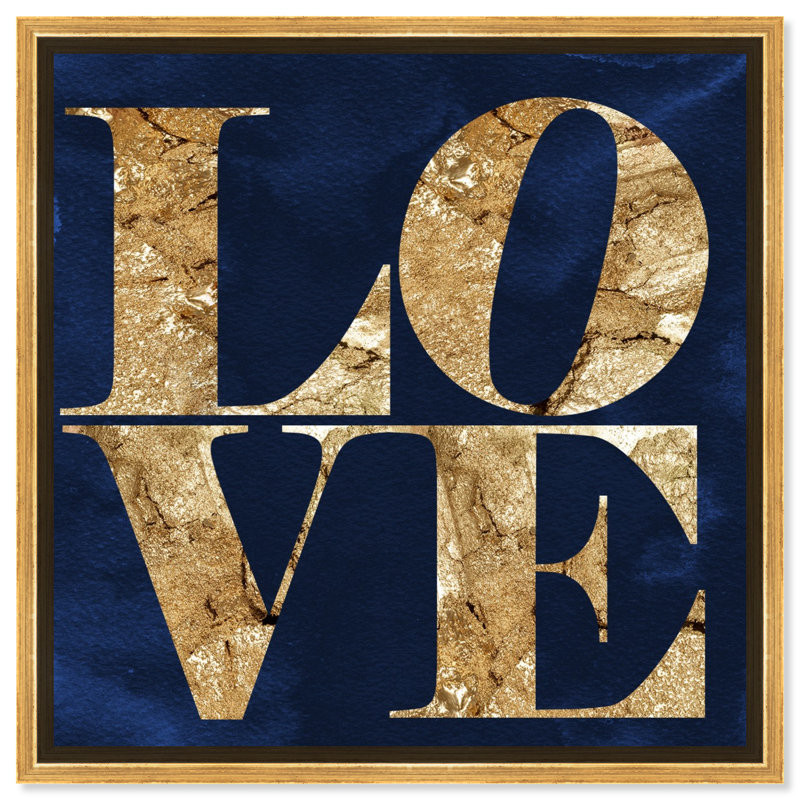 Toile pour chambre à coucher bleu marine, H 13 po x l 13 po, Cadre en plastique doré