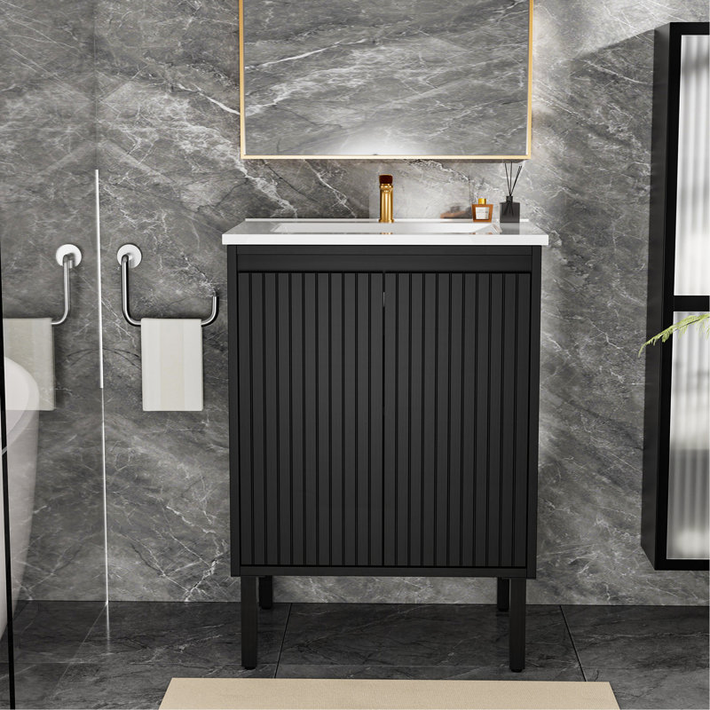 Meuble-lavabo 24 po sans lavabo, Noir mat, 24"