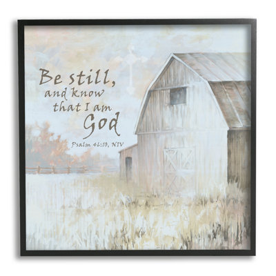 " Religious Psalm Verse Rural Country Barn Farmland " Painting Print
