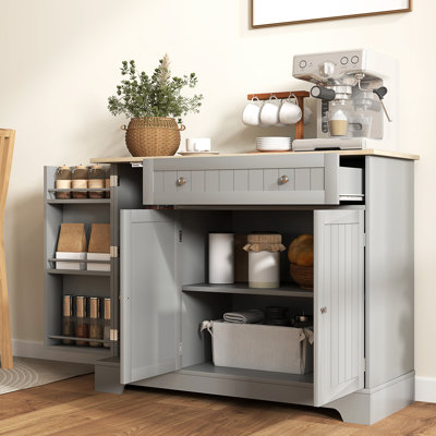 Buffet buffet avec tiroir, tablette réglable, gris