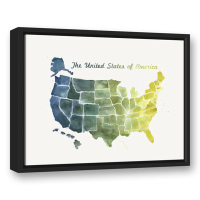 Watercolor United States Map, reproduction d'art sur toile