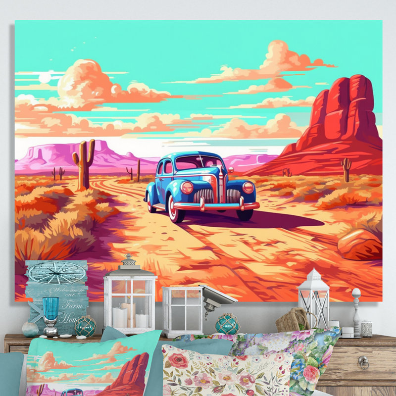 Vieille voiture américaine au Nevada II, H 24 po x l 32 po x P 1 po, Toile tendue