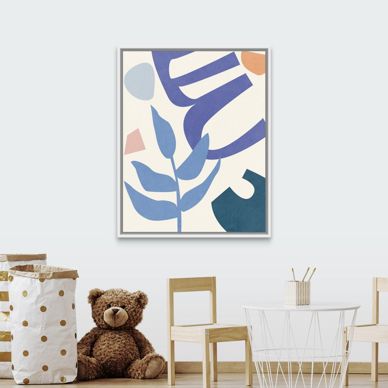 Art peinture, Cadre flottant blanc/rose/bleu/orange, H 45 po x l 36 po x P 1,2 po