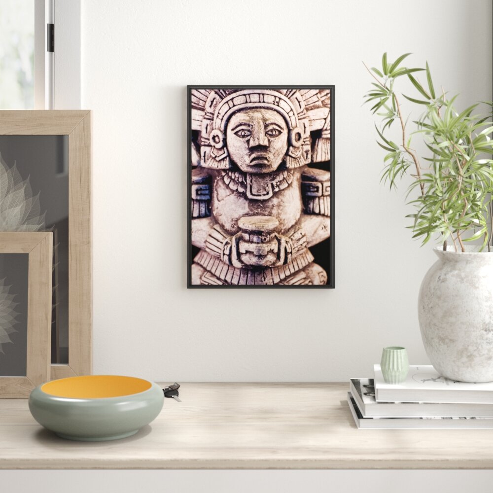 Gerahmtes Wandbild kleine Maya Skulptur