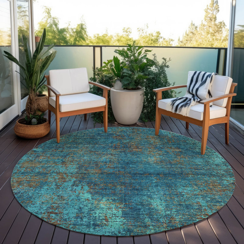 Tapis rectangulaire Aleighna avec envers antidérapant, Rond 8 pi